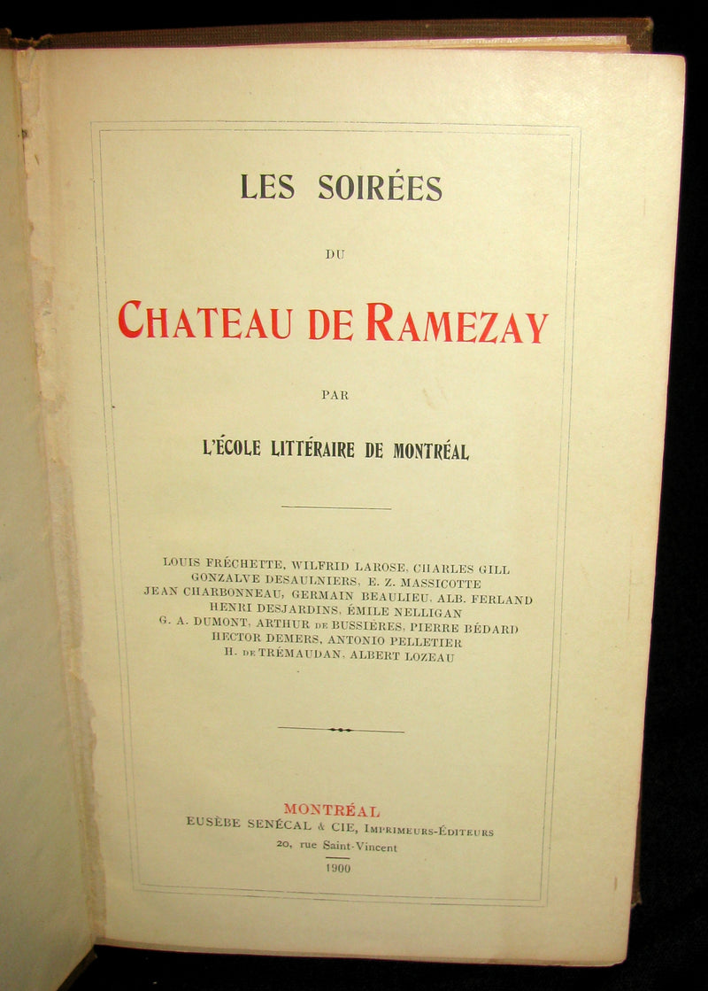 1900 Scarce French book ~ Emile NELLIGAN Soirées du Château de Ramezay FIRST EDITION