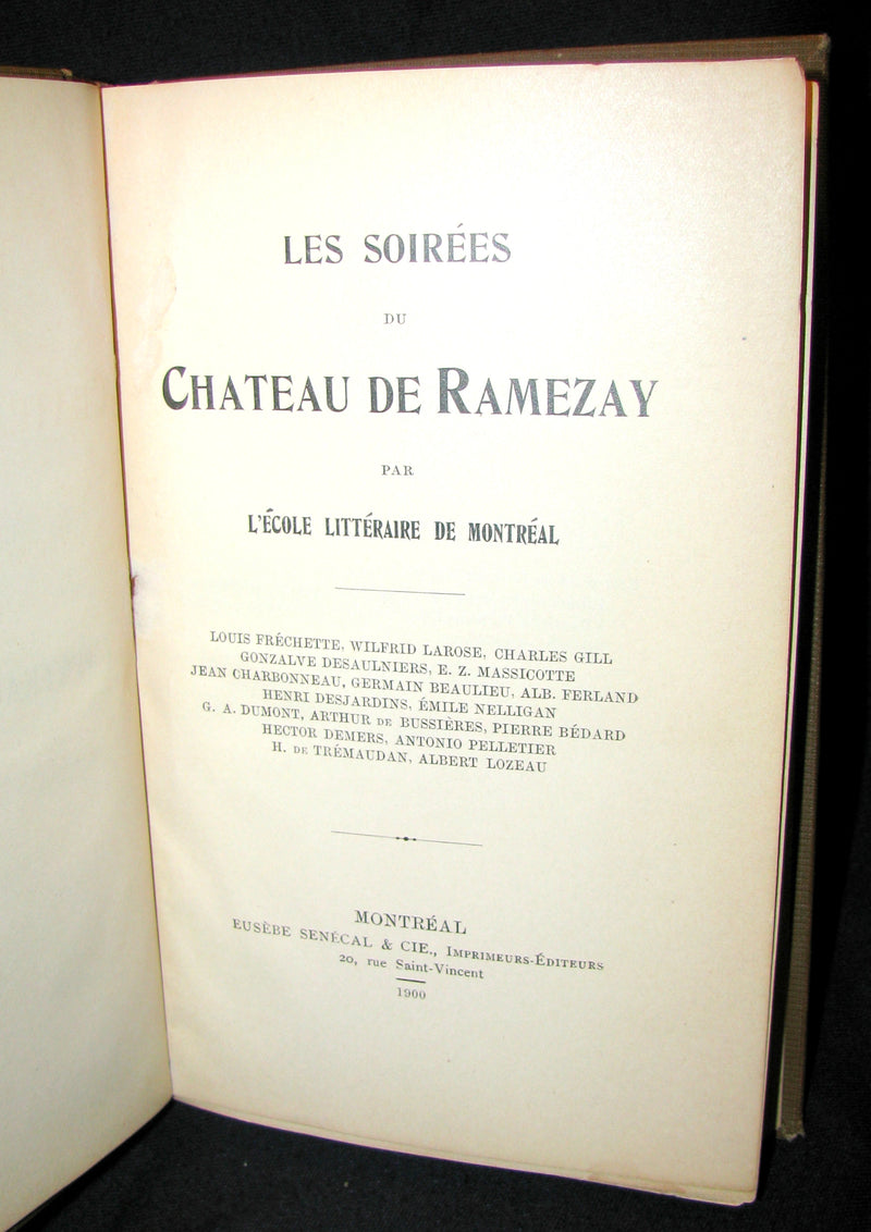1900 Scarce French book ~ Emile NELLIGAN Soirées du Château de Ramezay FIRST EDITION