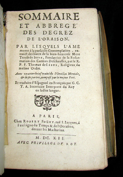 1612 Scarce French vellum Book - Saint Teresa of Ávila