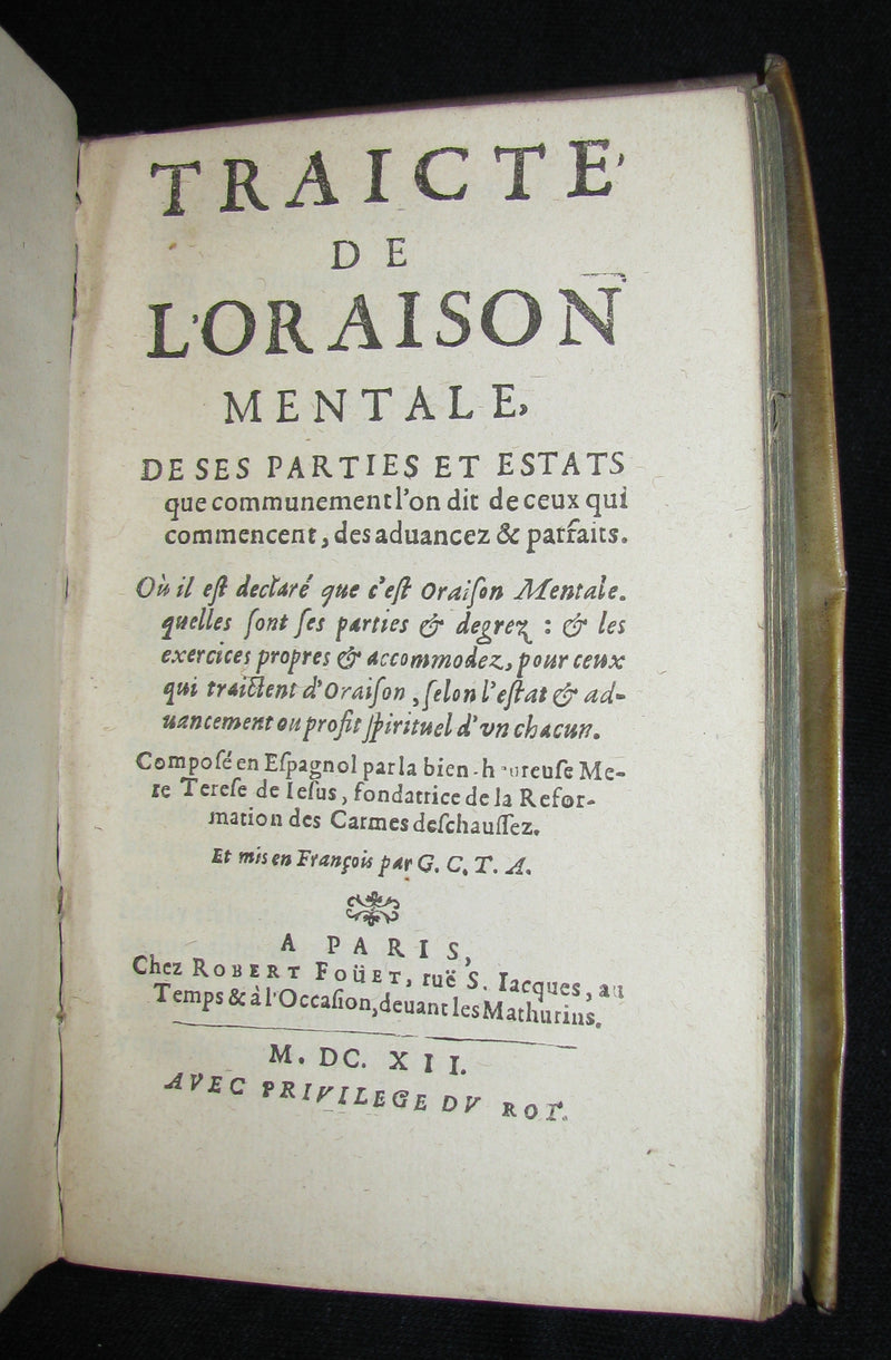 1612 Scarce French vellum Book - Saint Teresa of Ávila