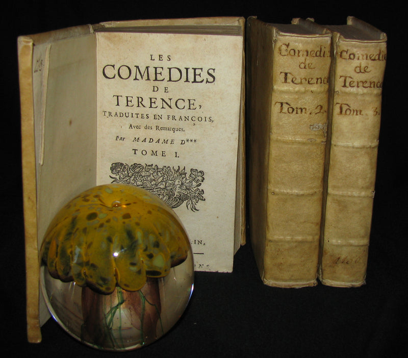 1695 Scarce Latin French vellum Bookset - Les Comedies de Terence - Terence's Comedies