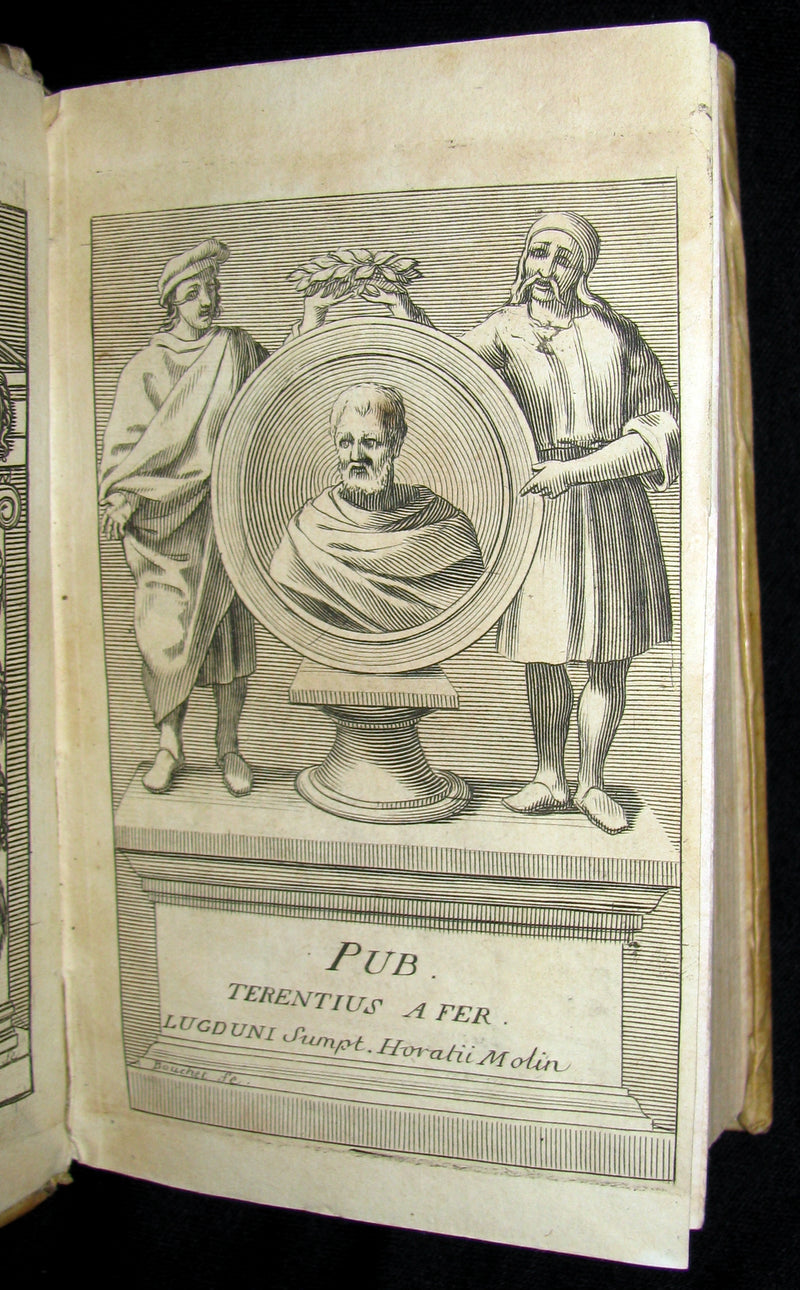 1695 Scarce Latin French vellum Bookset - Les Comedies de Terence - Terence's Comedies
