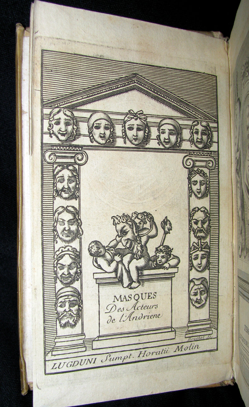 1695 Scarce Latin French vellum Bookset - Les Comedies de Terence - Terence's Comedies