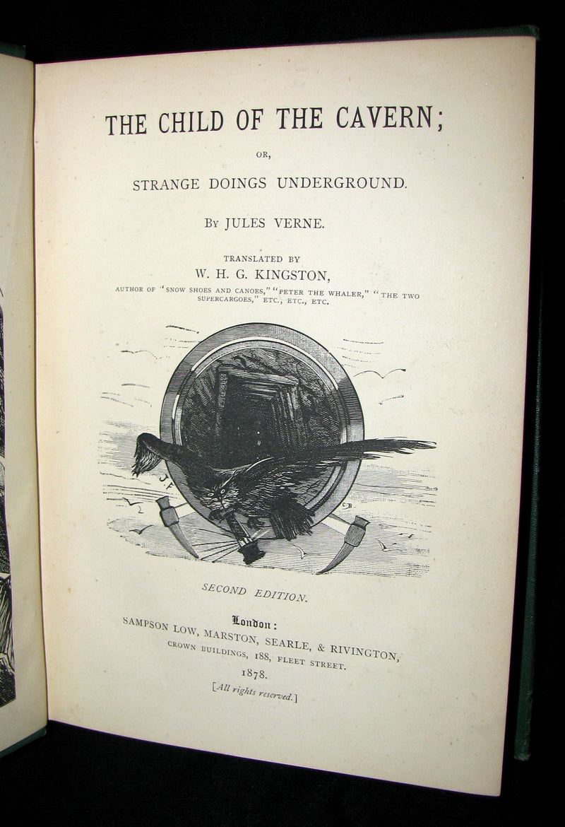 1878 Scarce Second Edition - Jules Verne Child of the Cavern Or Strange Doings Underground