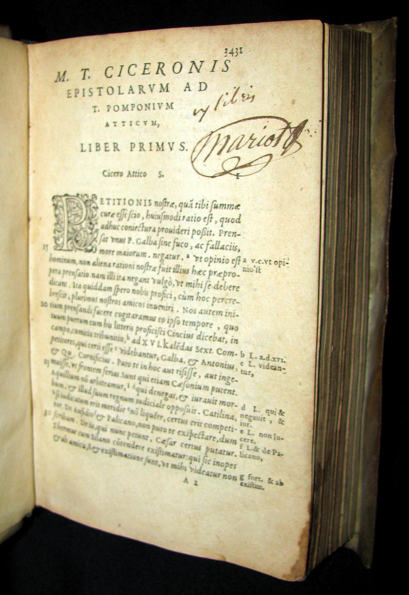1573 Scarce Latin vellum Book - Letters of Cicero to his friend Atticus - Epistolarum ad Atticum