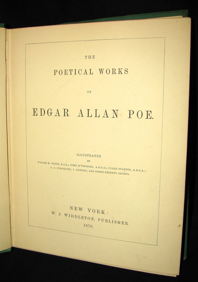 1870 Rare Victorian Book - The Poetical Works of Edgar Allan POE (The Raven, Lenore, Ulalume, ...)