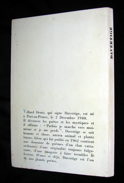 1964 Scarce Edition French Book - IDEM (Haiti) - Great Haitian Poet Davertige - Villard Denis