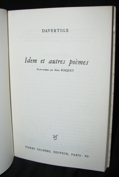 1964 Scarce Edition French Book - IDEM (Haiti) - Great Haitian Poet Davertige - Villard Denis