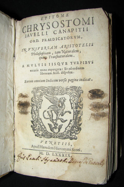 1589 Scarce Latin vellum Book - Philosophy of Aristotle, including his Meteorology Treatise.
