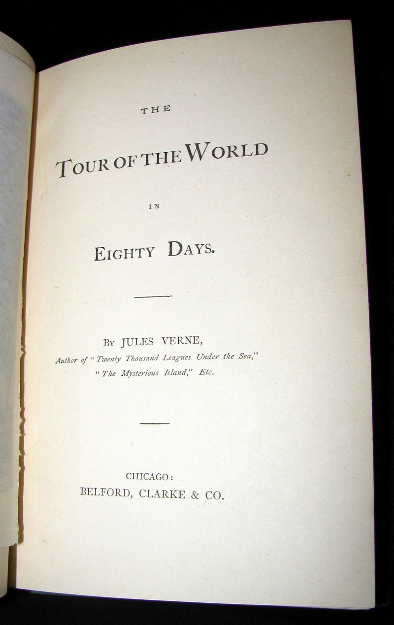 1883 Rare Book - The Tour of the World in Eighty Days by Jules Verne - Rare early edition