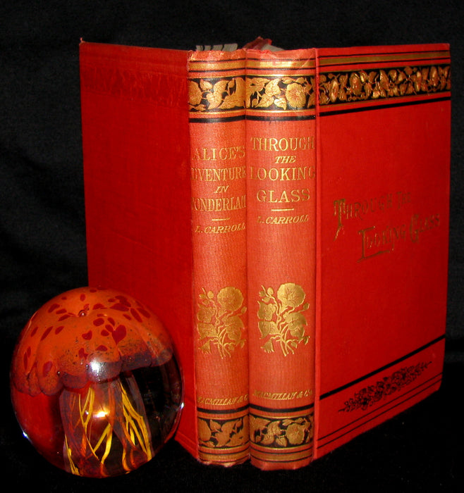 1889 Rare Victorian Bookset - Alice's Adventures in Wonderland & Through the Looking-Glass L Carroll