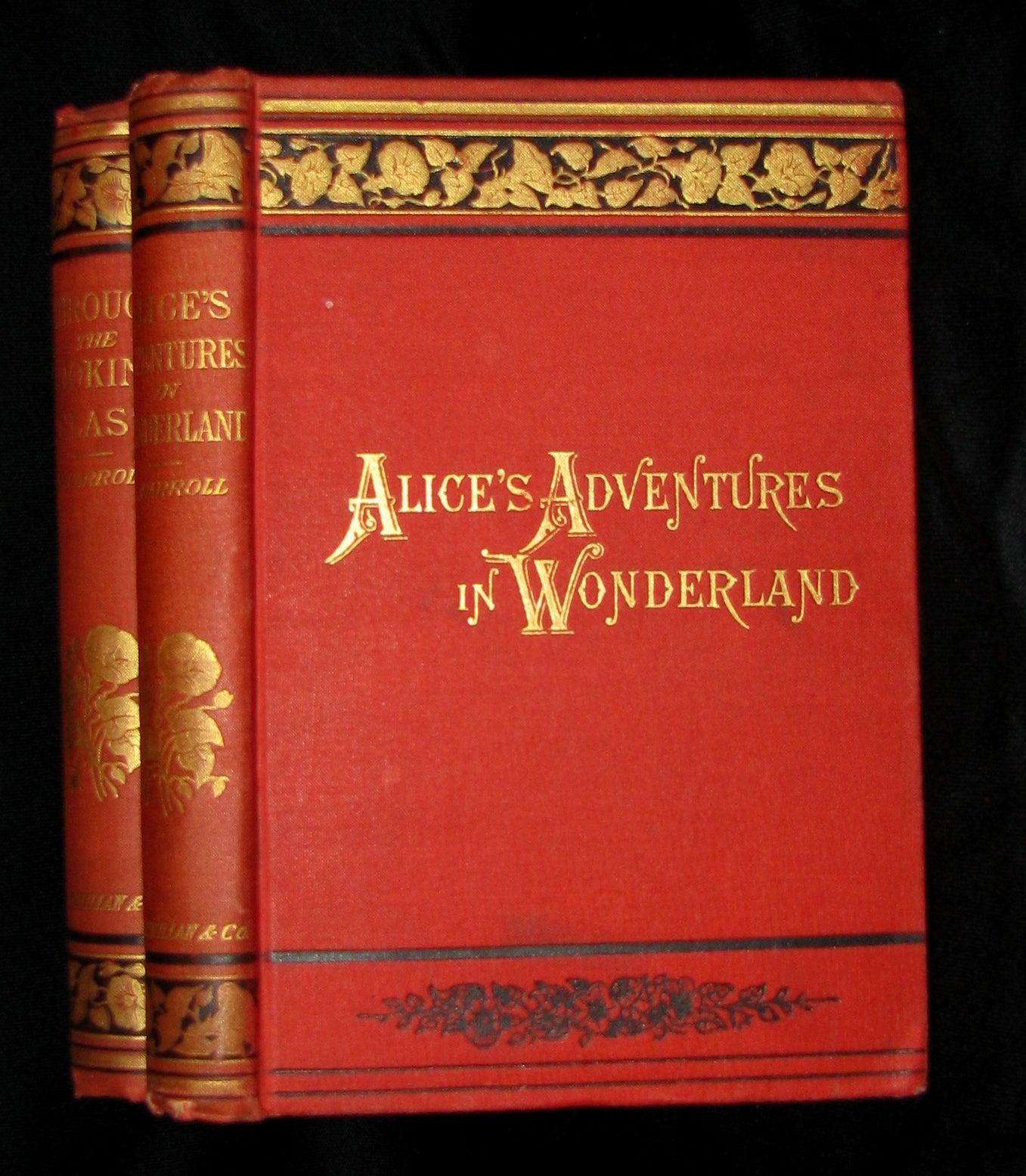 1889 Rare Victorian Bookset - Alice's Adventures in Wonderland & Through the Looking-Glass L Carroll