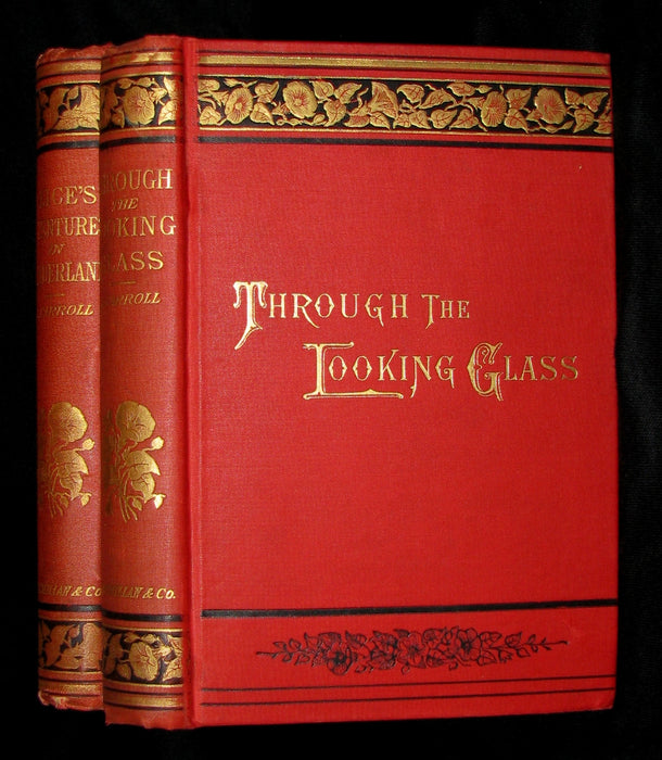 1889 Rare Victorian Bookset - Alice's Adventures in Wonderland & Through the Looking-Glass L Carroll