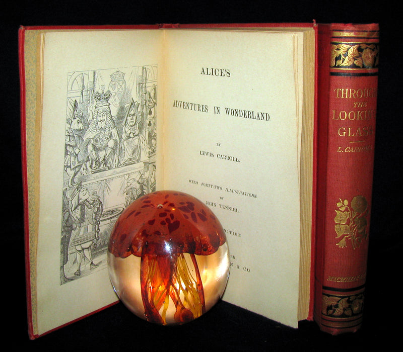 1889 Rare Victorian Bookset - Alice's Adventures in Wonderland & Through the Looking-Glass L Carroll