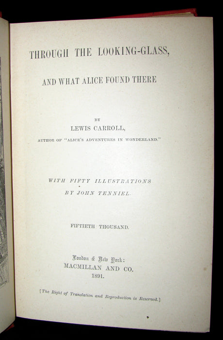 1889 Rare Victorian Bookset - Alice's Adventures in Wonderland & Through the Looking-Glass L Carroll