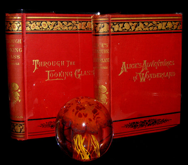 1889 Rare Victorian Bookset - Alice's Adventures in Wonderland & Through the Looking-Glass L Carroll