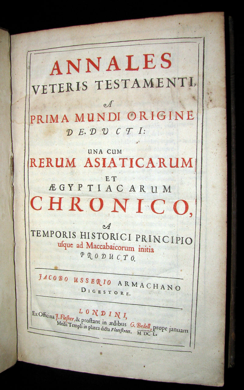 1650 Scarce 1stED Latin Book - Ussher Chronology -  James Ussher Annals of the Old Testament