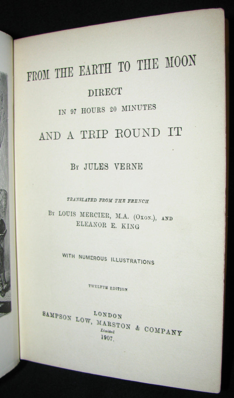 1907 Rare Book - JULES VERNE - From the Earth to the Moon, Direct in 97 hours 20 minutes