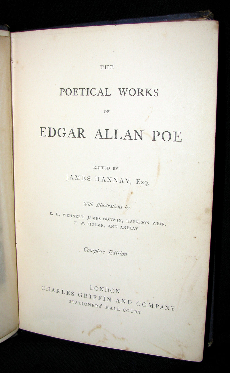 1860 Rare Victorian Book - The Poetical Works of EDGAR ALLAN POE. Illustrated.