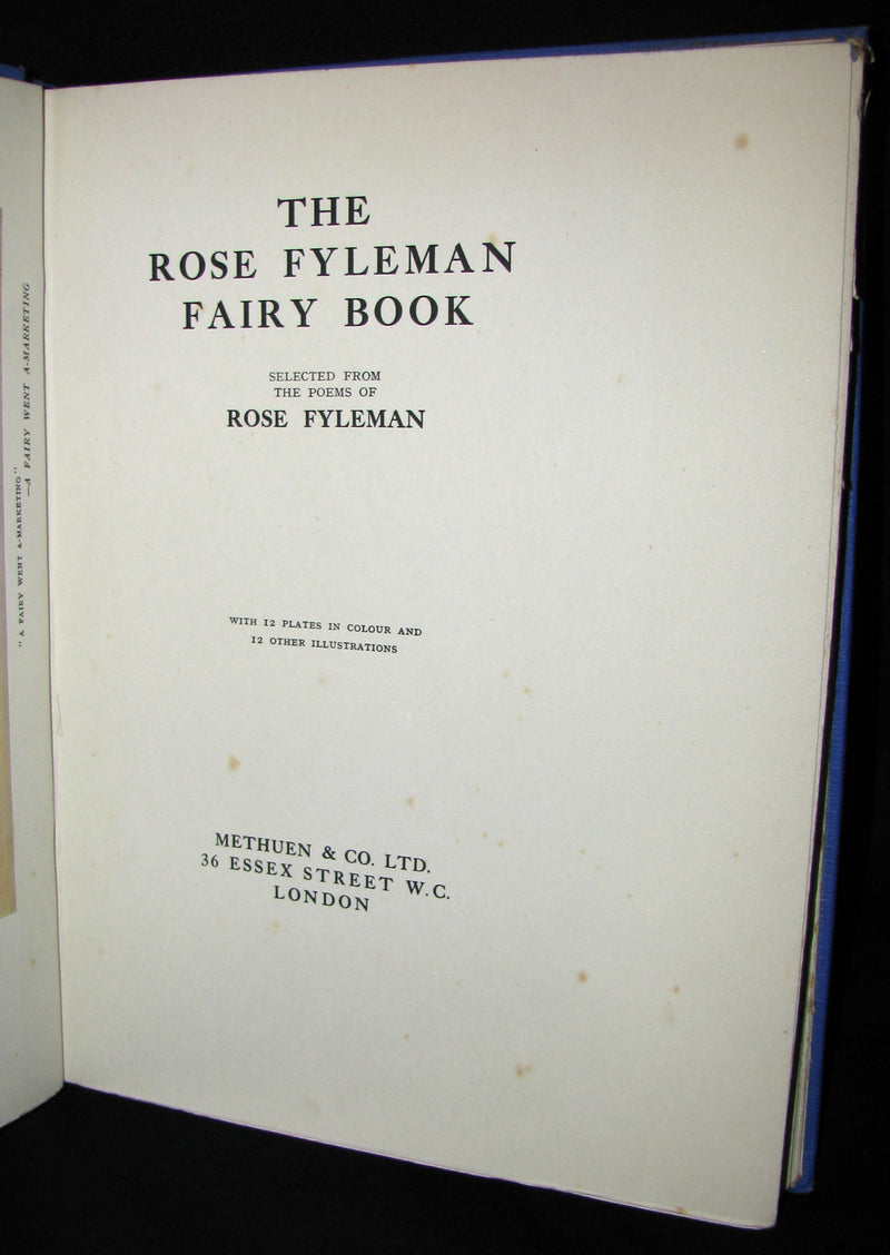 1923 Rare Book - The Rose Fyleman Fairy Book Illustrated by Hilda T. Miller. First Edition.