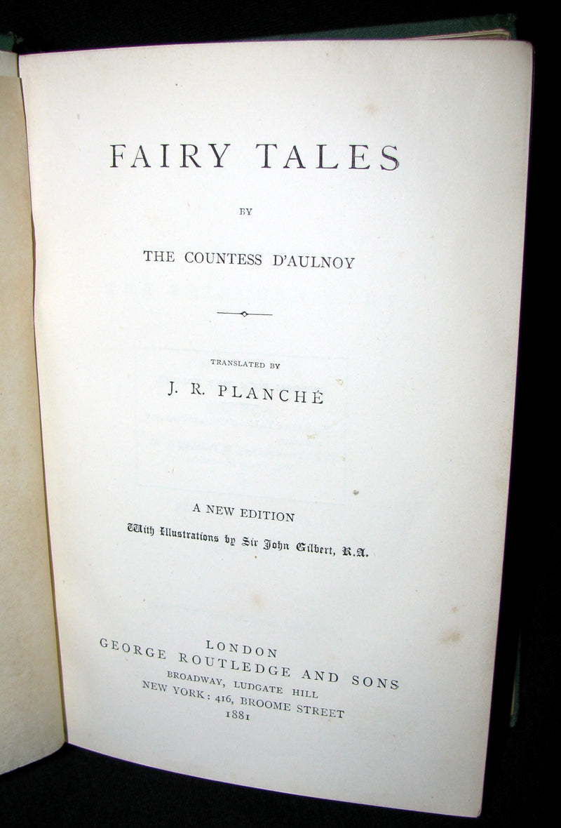 1881 Rare Victorian Book - Fairy Tales by The Countess d'Aulnoy