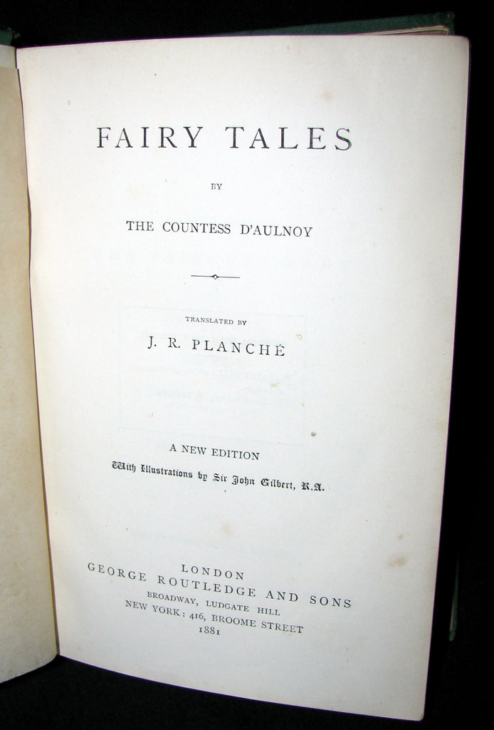 1881 Rare Victorian Book - Fairy Tales by The Countess d'Aulnoy ...