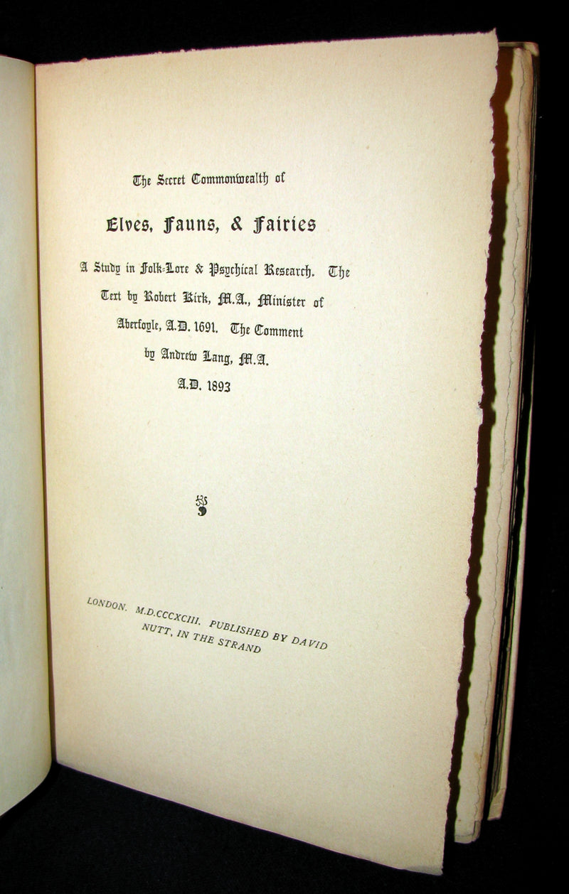 1893 Scarce Victorian Book - The Secret Commonwealth of Elves, Fauns & Fairies by Robert Kirk