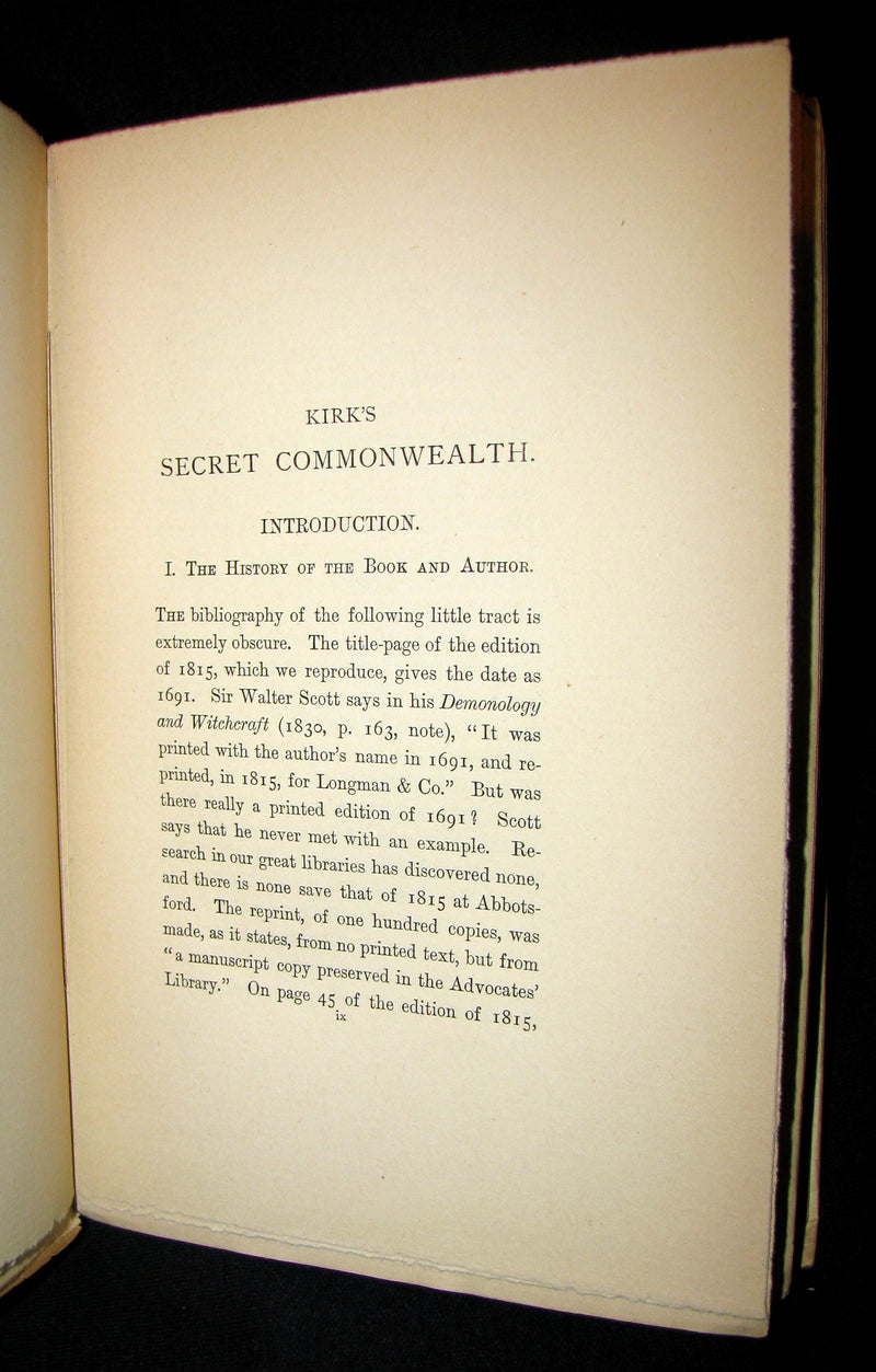 1893 Scarce Victorian Book - The Secret Commonwealth of Elves, Fauns & Fairies by Robert Kirk
