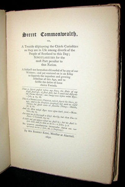 1893 Scarce Victorian Book - The Secret Commonwealth of Elves, Fauns & Fairies by Robert Kirk