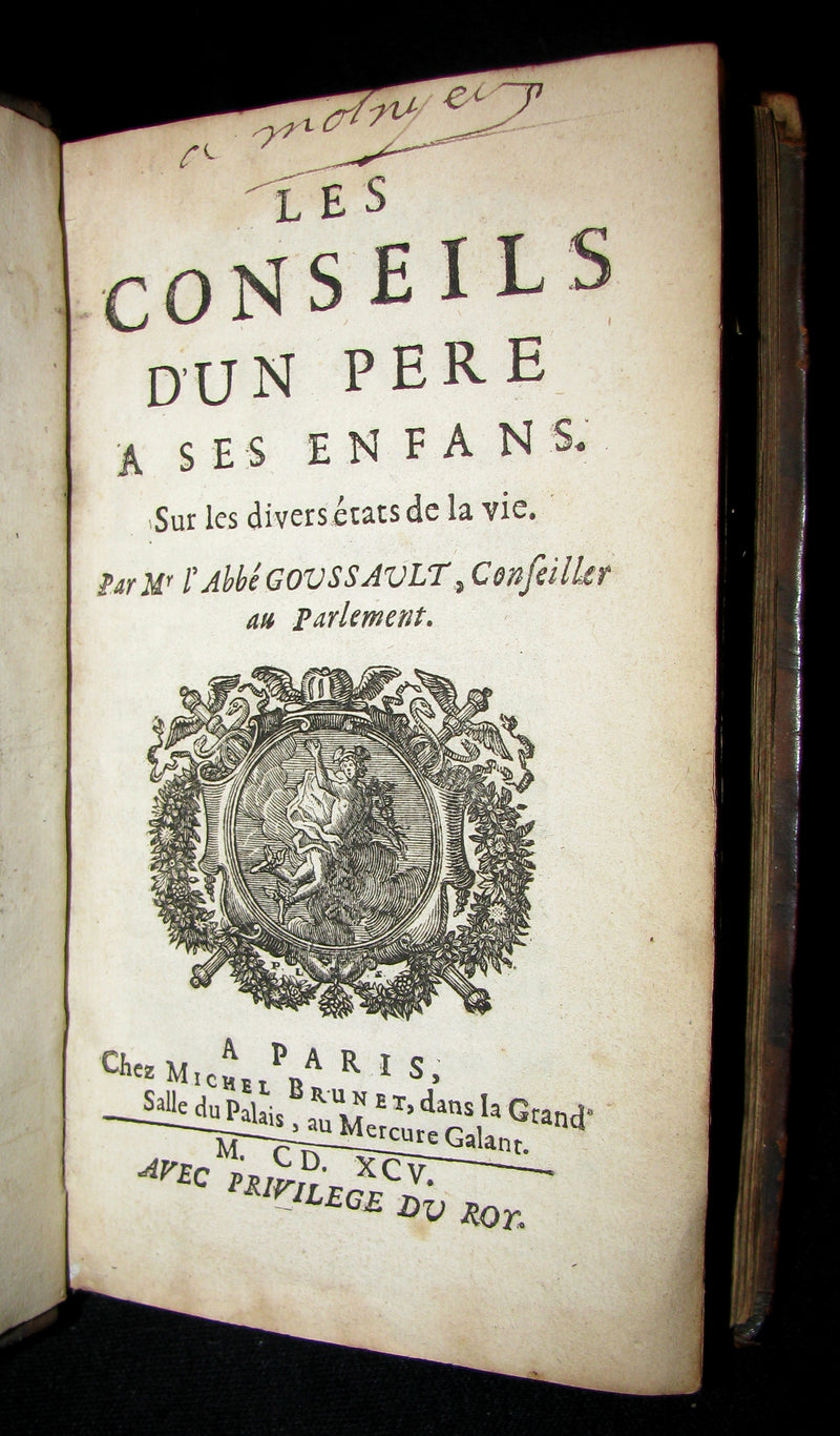 1695 Scarce French Book ~ Les Conseils d'un Père à ses Enfans. Sur les divers états de la vie.