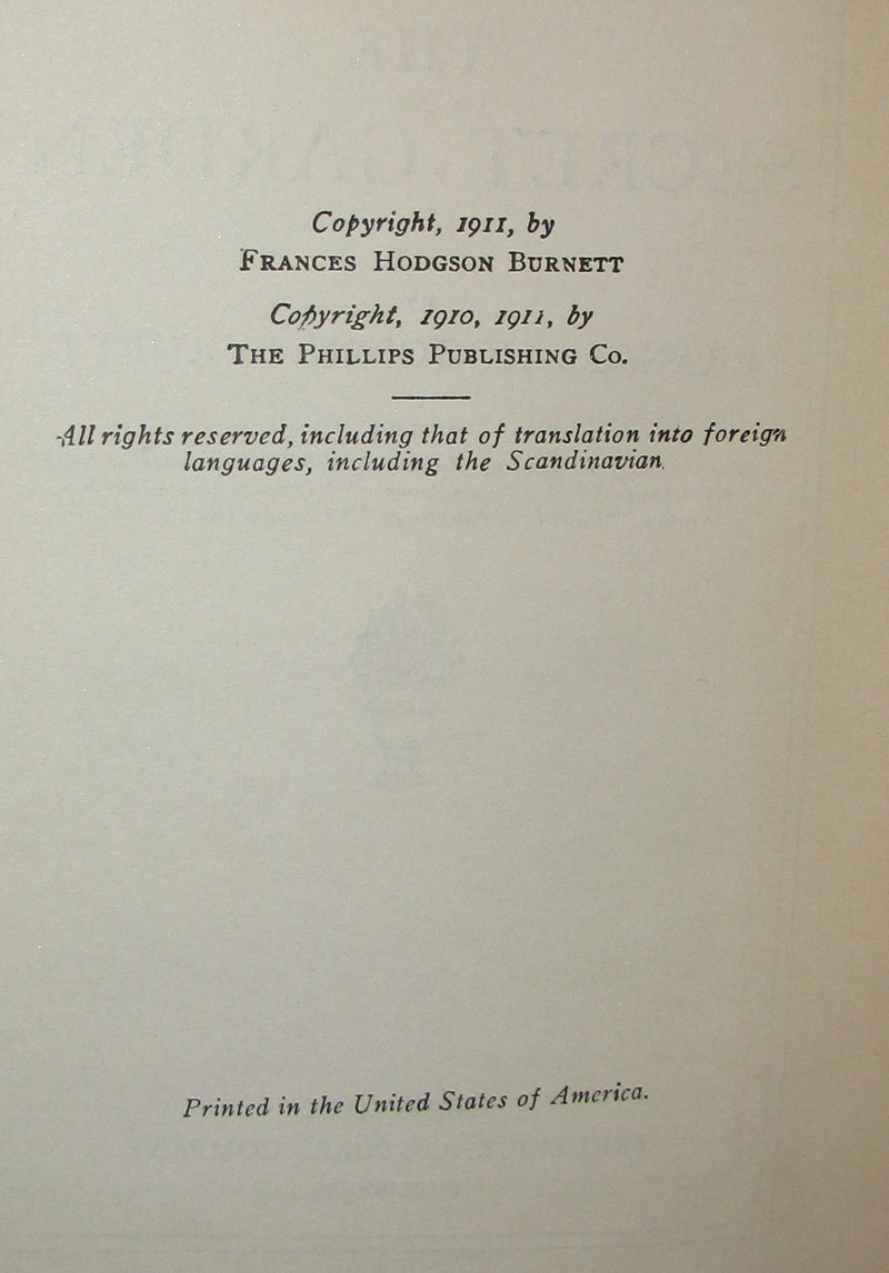 1911 Rare First Edition - The SECRET GARDEN by Frances Hodgson Burnett.