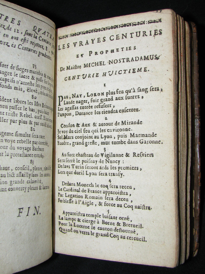 1689 Scarce French Book ~ NOSTRADAMUS ~ Les Vrayes Centuries et Propheties.