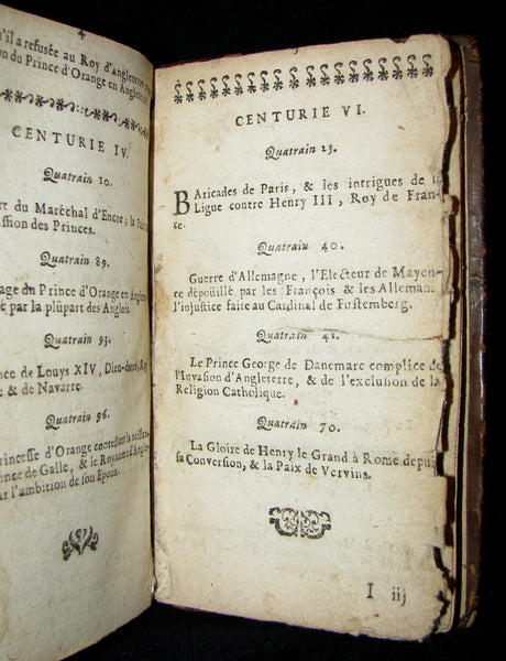1689 Scarce French Book ~ NOSTRADAMUS ~ Les Vrayes Centuries et Propheties.