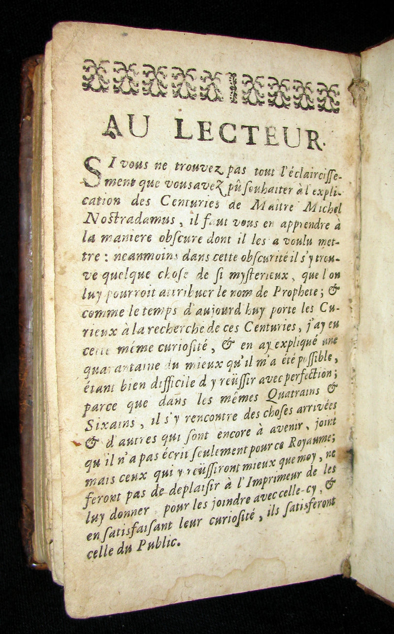 1689 Scarce French Book ~ NOSTRADAMUS ~ Les Vrayes Centuries et Propheties.