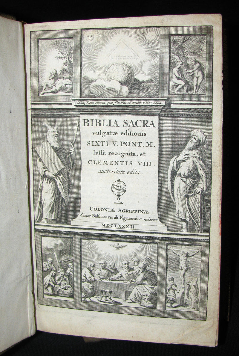 1682 Rare Latin Bible - Biblia Sacra Vulgate Holy Bible Cologne Netherlands Sixtus V Clement VIII