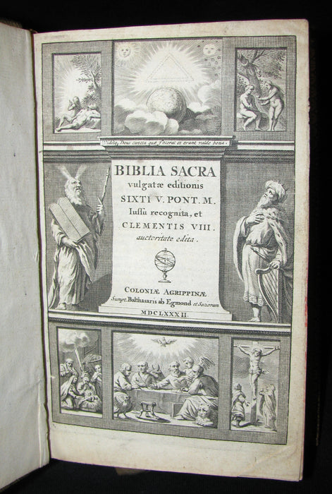 1682 Rare Latin Bible - Biblia Sacra Vulgate Holy Bible Cologne Netherlands Sixtus V Clement VIII