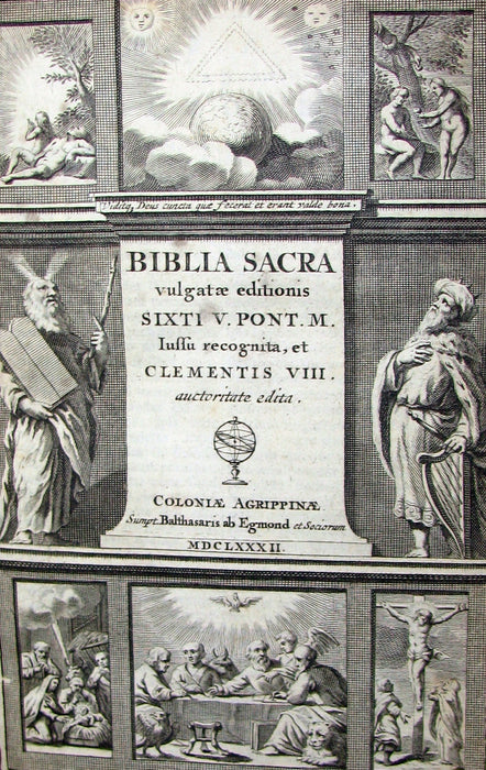 1682 Rare Latin Bible - Biblia Sacra Vulgate Holy Bible Cologne Netherlands Sixtus V Clement VIII