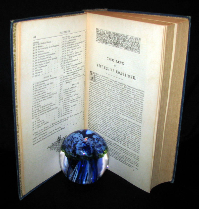 1888 Rare Victorian Book - The Complete Works of Michel De Montaigne Comprising His Essays