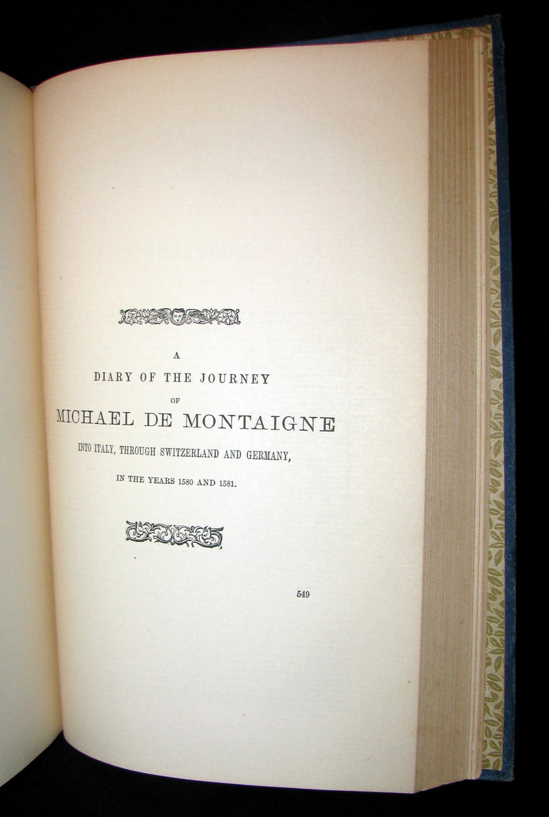 1888 Rare Victorian Book - The Complete Works of Michel De Montaigne Comprising His Essays