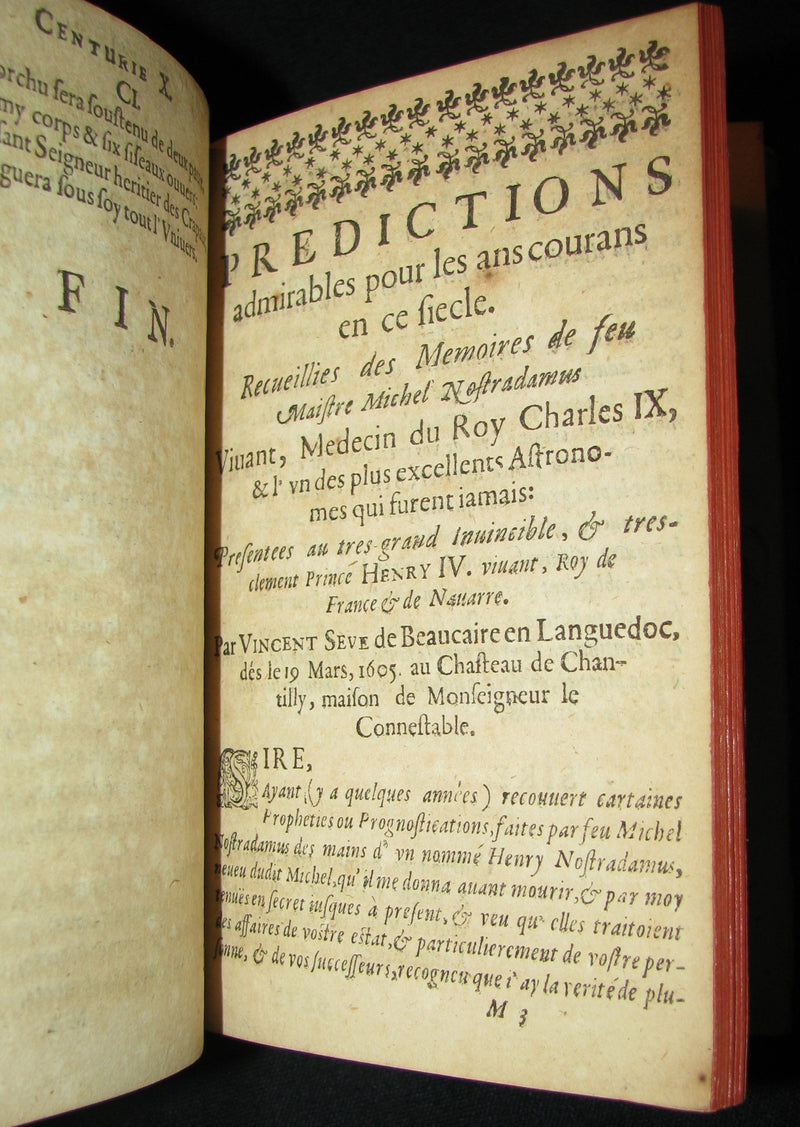 1689 Scarce French Book - NOSTRADAMUS, Les Vrayes Centuries et Propheties published by Volcker.