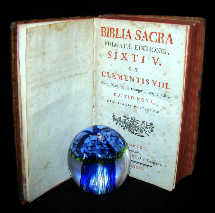 1773 Rare Latin Bible - Biblia Sacra Holy Bible published in Rouen with MAPS