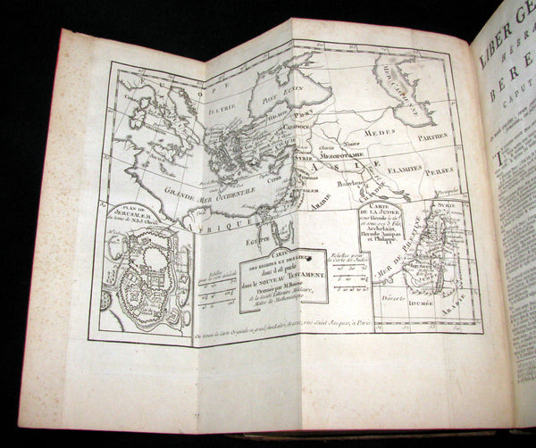 1773 Rare Latin Bible - Biblia Sacra Holy Bible published in Rouen with MAPS