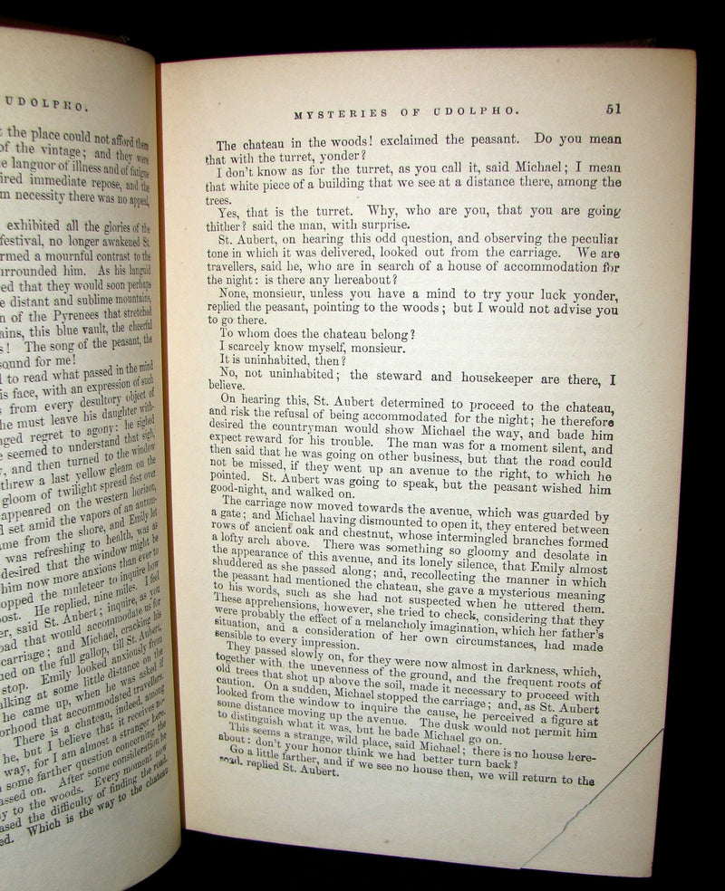 1880's Scarce Gothic Novel Edition -The Mysteries of Udolpho by Ann Radcliffe
