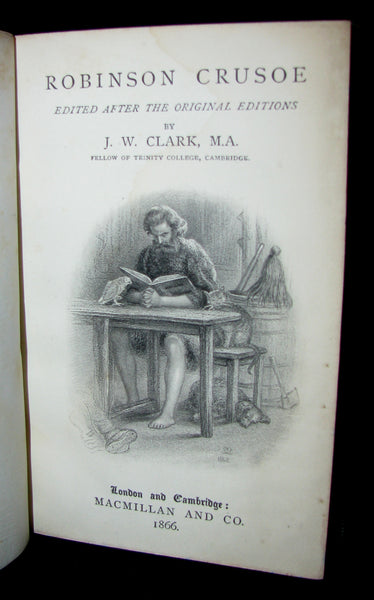1866 Rare Victorian Book - THE LIFE & ADVENTURES OF ROBINSON CRUSOE