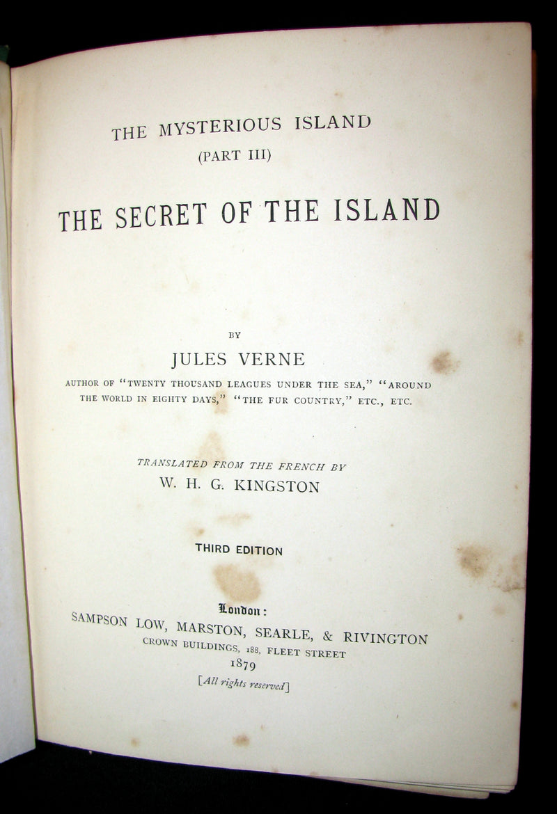 1879 Rare Third Edition - The Secret of the Island by Jules Verne. Illustrated.