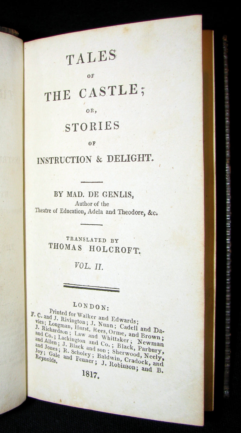 1816 Rare Book set - TALES of the CASTLE by Madame De Genlis