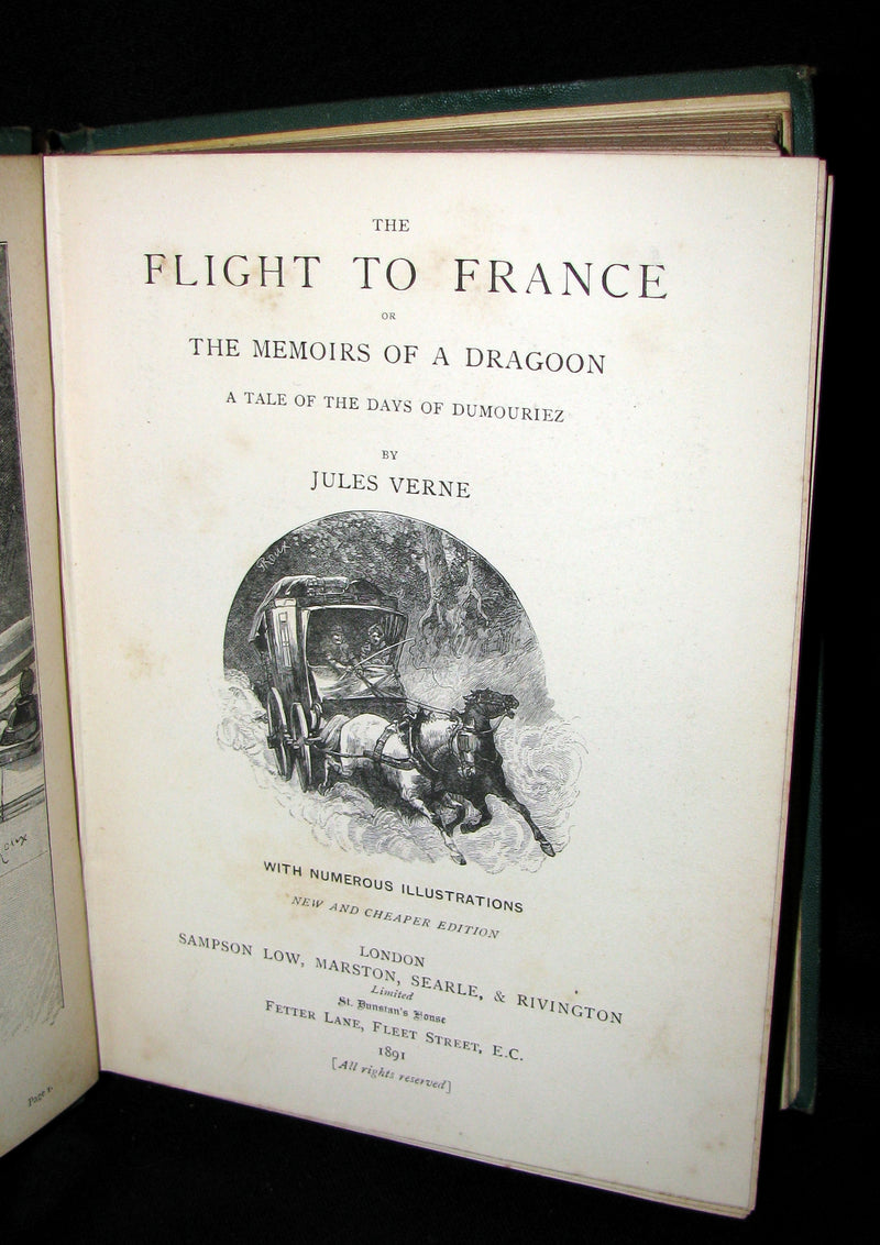 1891 Rare Early Edition - JULES VERNE The Flight to France or The Memoirs of a Dragoon