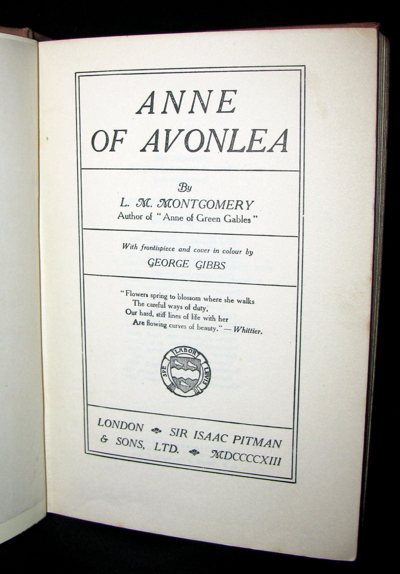 1913 Rare Early Edition - ANNE of AVONLEA By L. M. Montgomery