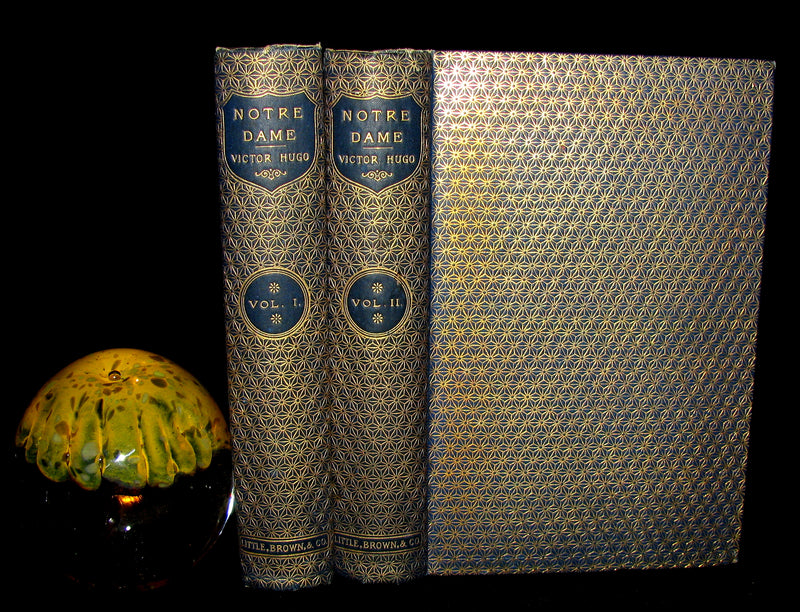 1888 Rare Victorian Book set - The Hunchback of Notre-Dame by Victor Hugo. Gothic.