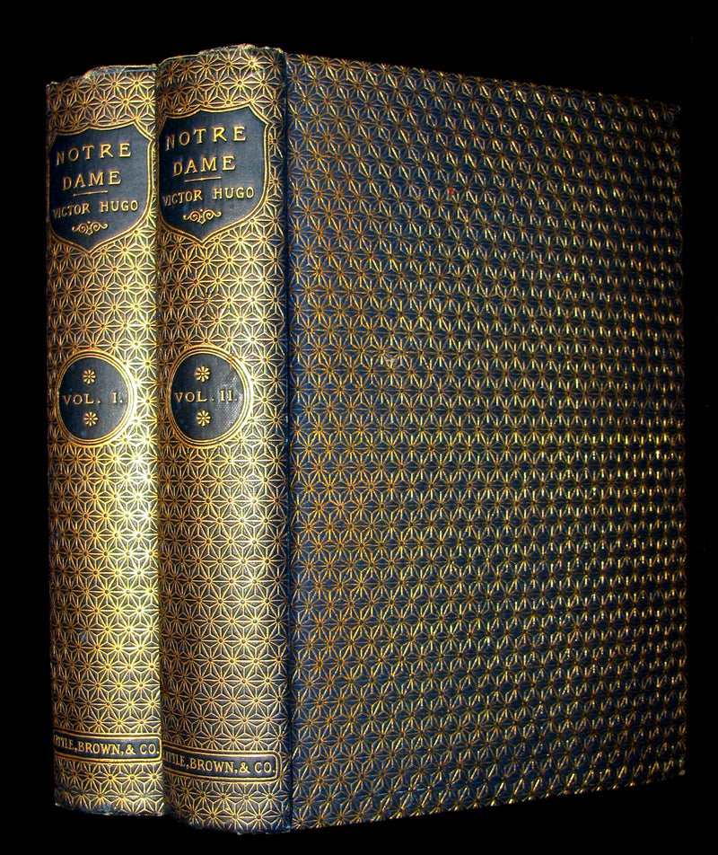 1888 Rare Victorian Book set - The Hunchback of Notre-Dame by Victor Hugo. Gothic.